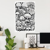 キノコ線スケッチ ポスター (ホームオフィス)