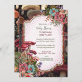 キノコ自然パーティーシャワー招待状 招待状 (正面/裏面)