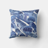 キノコ菌トアドストオール抽象芸術ブルー海 クッション (裏面)