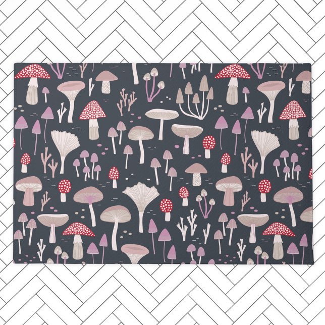 キノコ菌床菌 ドアマット (Mushroom Toadstool Fungi modern doormat)