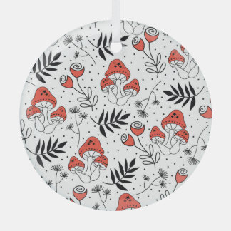 キノコ菌：自然線芸術 ガラスオーナメント