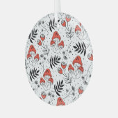 キノコ菌：自然線芸術 ガラスオーナメント (正面左)