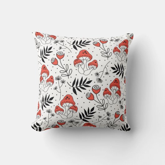 キノコ菌：自然線芸術 クッション (正面)