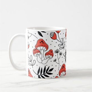 キノコ菌：自然線芸術 コーヒーマグカップ