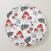 キノコ菌：自然線芸術 ラウンドクッション (裏面)