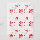 キノコ誕生日パーティーへの招待 |赤とピンク 招待状 (裏面)