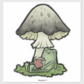 キノコ読の下でカエルをレギーにする シール (シート)