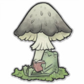 キノコ読の下でカエルをレギーにする シール (正面)