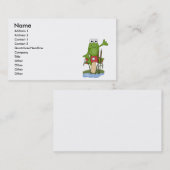 キノコ間抜けの上に座っているカエル 名刺 (正面/裏面)