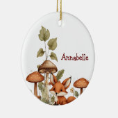 キノコ類およびベビーキツネオーナメント セラミックオーナメント (右)