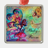 キノコ類ドアハンガーの小小妖精や小人 メタルオーナメント (正面)