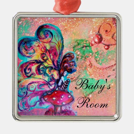 キノコ類ドアハンガーの小小妖精や小人 メタルオーナメント (正面)