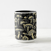 キノコ魔法はっきりした:ブラック&ホワイトコーヒーマグ マグカップ (中央)