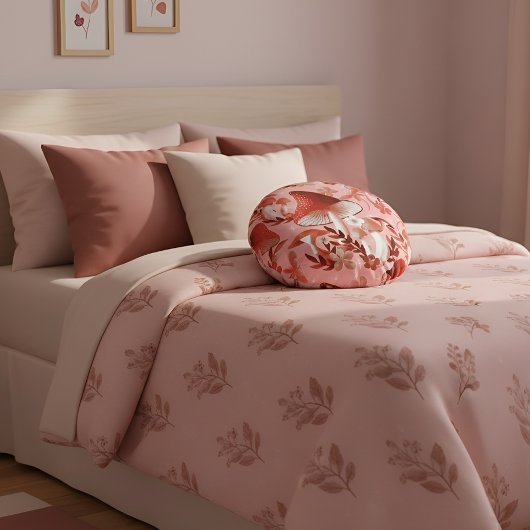 キノコ魔法ピンクと赤の丸い枕 ラウンドクッション