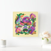 キノコ魔法レインボントリヴェット スクエア壁時計 (ホーム)