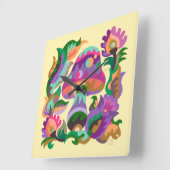 キノコ魔法レインボントリヴェット スクエア壁時計 (傾斜)