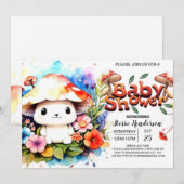 キノコ魔法待ちベビーシャワー 招待状 (正面/裏面)