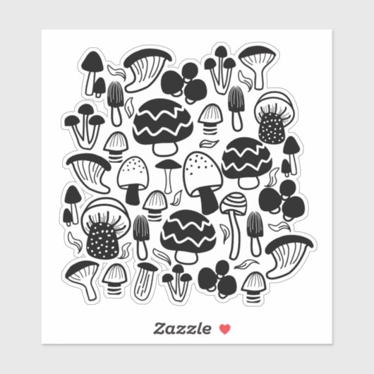 キノコ黒 シール (シート)