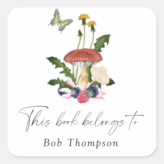 キノコ – この本は次のものだ スクエアシール (正面)