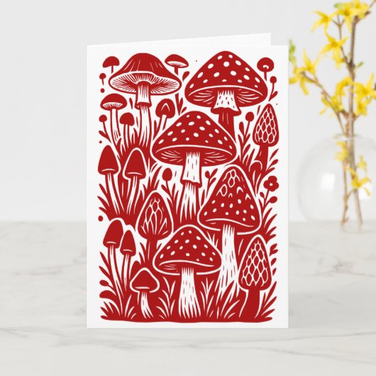 キノコ カード (黄色い花)