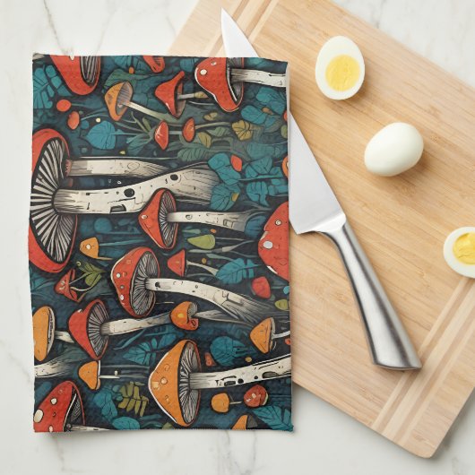 キノコ キッチンタオル (四つ折り)