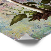 キノコ、デジタルヴィンテージ植物茸 ポスター (角)