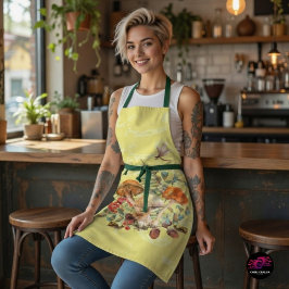 キノコ、トンボ、蛾とカタツムリ エプロン