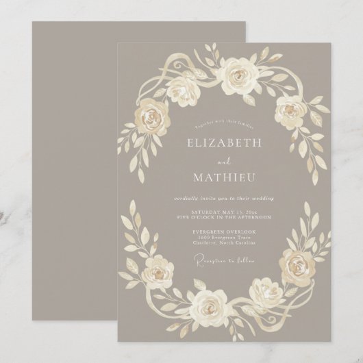 キノコ ミューテッド ボタニカル ウェディング 招待状 (正面/裏面)