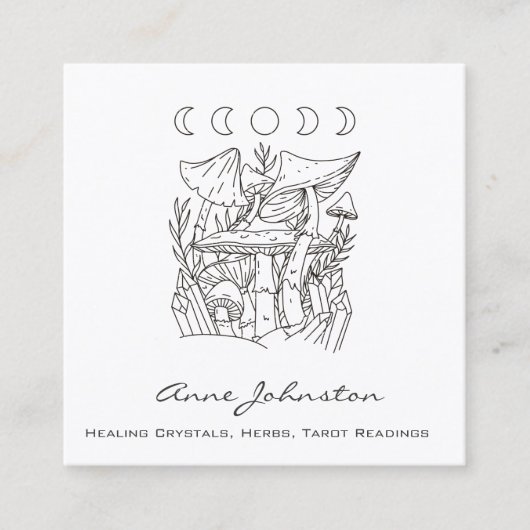 キノコ、月、結晶 スクエア名刺 (正面)