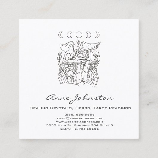 キノコ、月、結晶 スクエア名刺 (裏面)