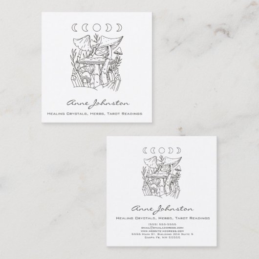 キノコ、月、結晶 スクエア名刺 (正面/裏面)