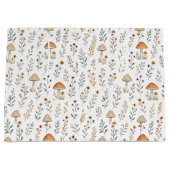 キノコ、森林のアクセント、花柄、幻想的 | ラージペーパーバッグ (正面)