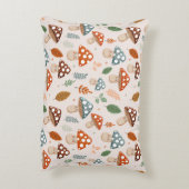 キノコ，秋の葉，自然パッテン アクセントクッション (裏面(縦))