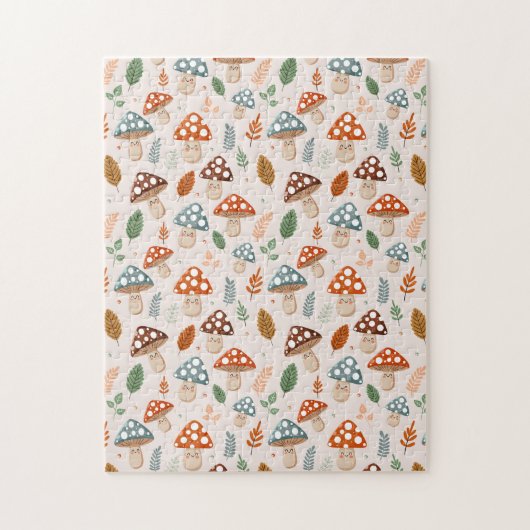 キノコ,秋の葉,自然パッテン ジグソーパズル (縦)