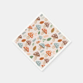 キノコ,秋の葉,自然パッテン スタンダードカクテルナプキン (角)