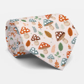 キノコ，秋の葉，自然パッテン ネクタイ (ロール)