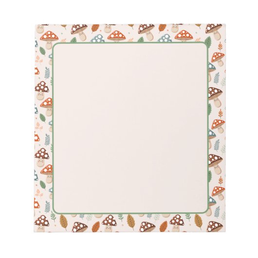 キノコ，秋の葉，自然パッテン ノートパッド (正面)