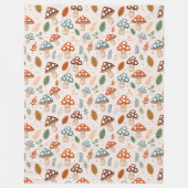 キノコ，秋の葉，自然パッテン フリースブランケット (正面)