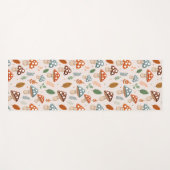 キノコ，秋の葉，自然パッテン ヨガマット (正面(横))