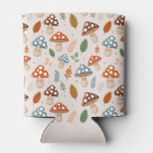 キノコ，秋の葉，自然パッテン 缶クーラー (裏面)