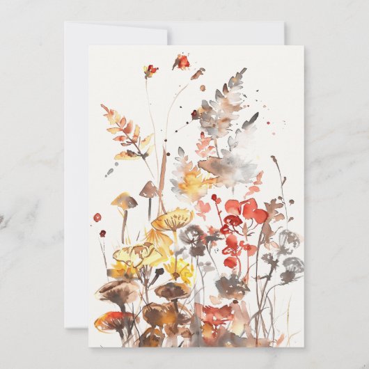 キノコ 秋の野生の花 書道 ウェディング セーブザデート (裏面)