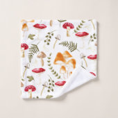 キノコ |綿の美学 |水彩 バスタオルセット (ウォッシュタオル)