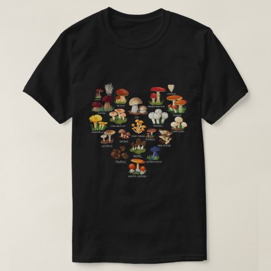 キノコ・菌類愛好家のための菌類図鑑Tシャツ Tシャツ (デザイン正面)