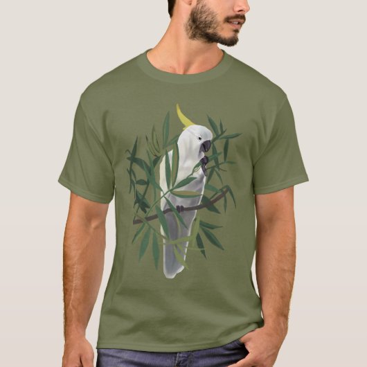 キバタン+木のイラスト Tシャツ (正面)