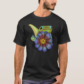 キバナコスモスを持つヤモリ Tシャツ (正面)