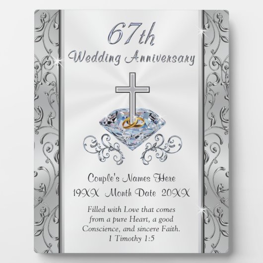 キパーソナライズされたリスト教67周年記念贈与 フォトプラーク (正面)