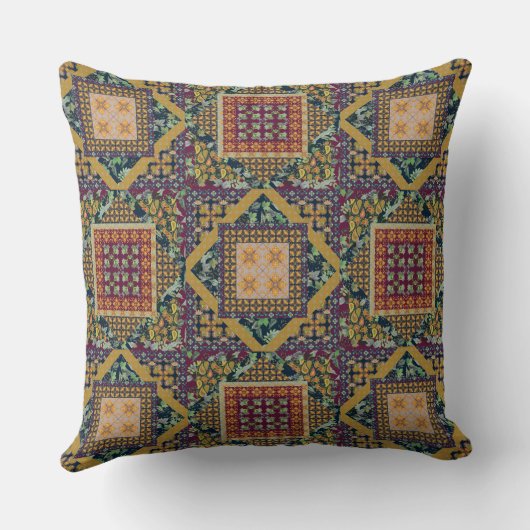 キフェイクルトの正方形 |紅葉、果実、ペイズリー クッション (裏面)