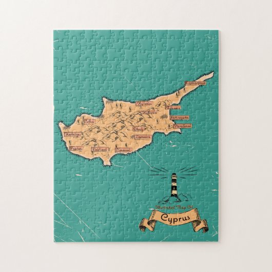 キプロスのイラスト旅行地図 ジグソーパズル (縦)