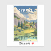 キプロスのイラスト 旅行アート ビンテージ シール (シート)