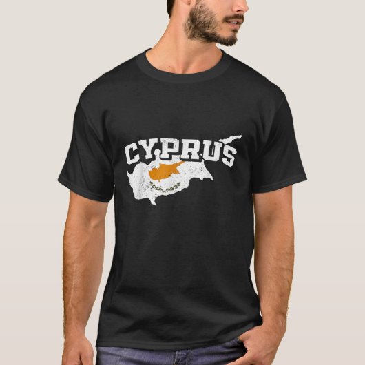 キプロスの地図と国旗の土産キプロスTシャツ Tシャツ (正面)